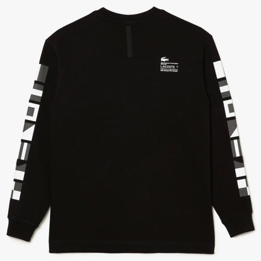 LACOSTE LOOSE FIT TWO-PLY PIQUE SWEATSHIRT (BLACK) Small - Picture 2 of 9